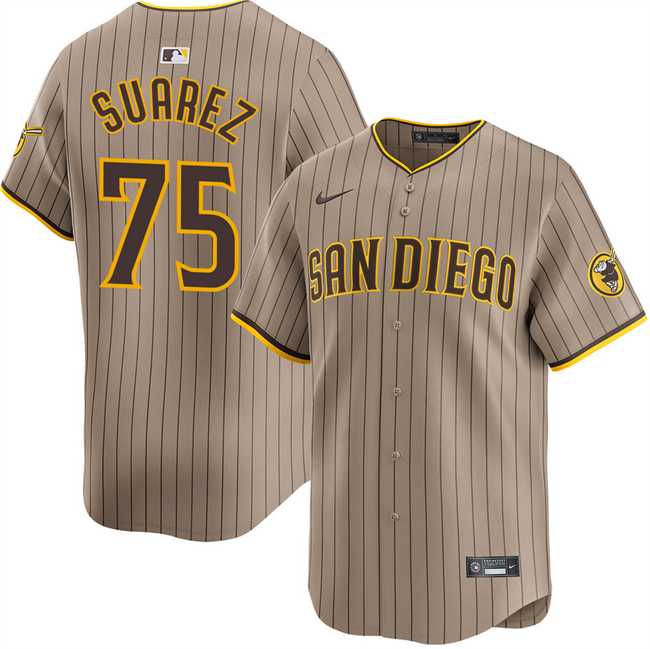 Men's San Diego Padres #75 Robert Suarez Tan 2024 Alternate Limited Stitched Jersey Dzhi,We sell and wholesale Men's San Diego Padres #75 Robert Suarez Tan 2024 Alternate Limited Stitched Jersey Dzhi on line form chian!